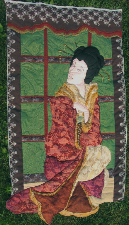 kaufman-quilt-da-hong-pao-geisha-face-redwork-embroidery